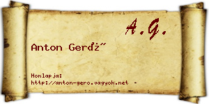Anton Gerő névjegykártya